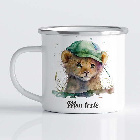 Taza esmaltada personalizada para niños - Infantil - Cachorro de león