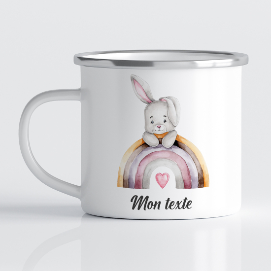 Taza esmaltada personalizada para niños - Infantil - Conejo Arcoíris