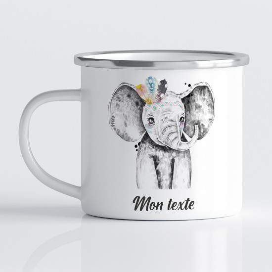 Taza esmaltada personalizada para niños - Infantil - Elefante