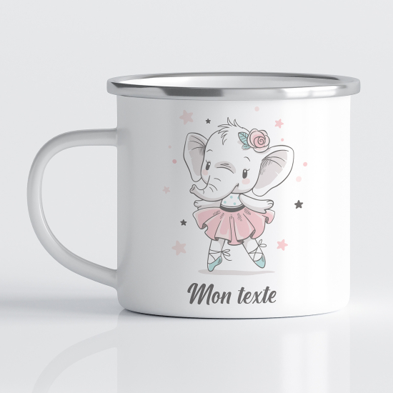 Taza esmaltada personalizada para niños - Infantil - Elefante Bailarina