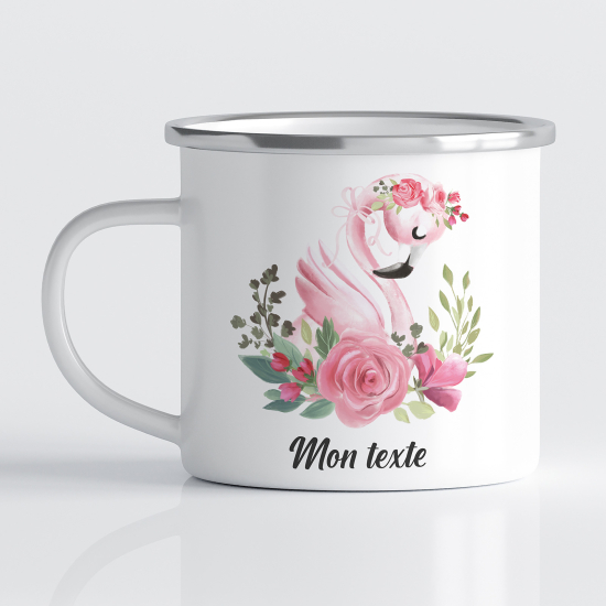 Taza esmaltada personalizada para niños - Infantil - Flamenco Rosa