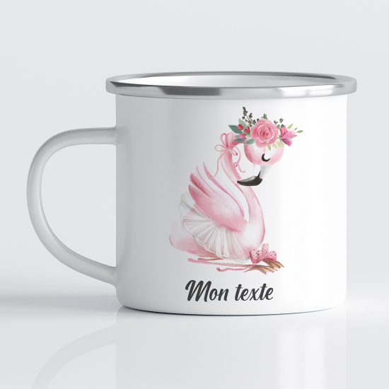 Taza esmaltada personalizada para niños - Infantil - Flamenco Rosa