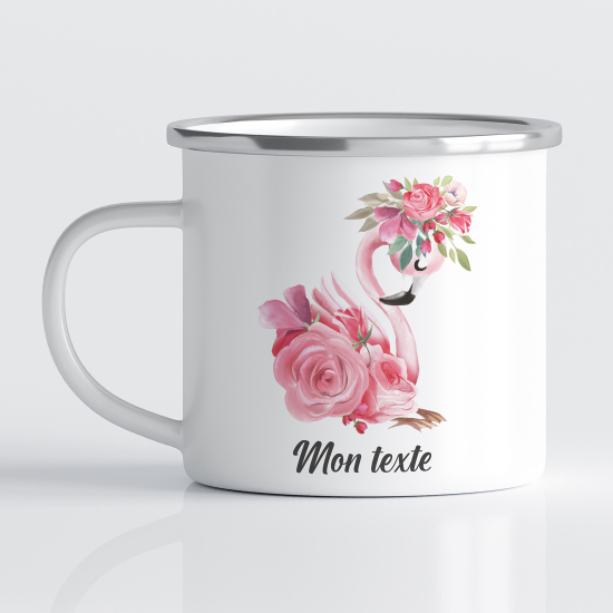 Taza esmaltada personalizada para niños - Infantil - Flamenco Rosa