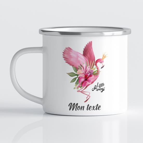 Taza esmaltada personalizada para niños - Infantil - Flamenco Rosa