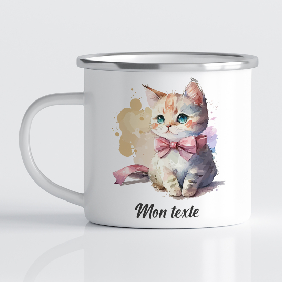 Taza esmaltada personalizada para niños - Infantil - Gatito