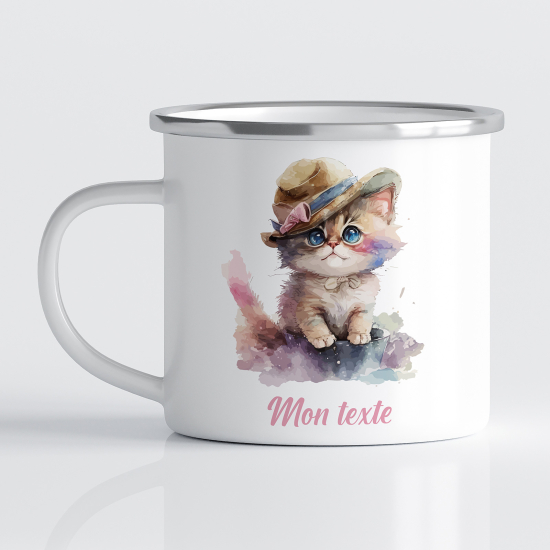 Taza esmaltada personalizada para niños - Infantil - Gatito