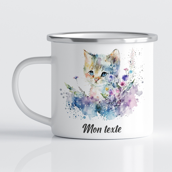 Taza esmaltada personalizada para niños - Infantil - Gatito