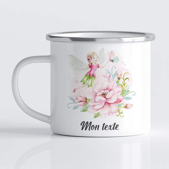 Taza esmaltada personalizada para niños - Infantil - Hada Flores