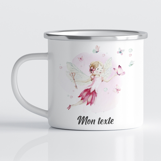 Taza esmaltada personalizada para niños - Infantil - Hada Mariposa
