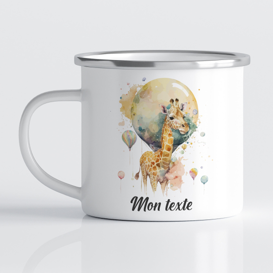 Taza esmaltada personalizada para niños - Infantil - Jirafa Globo