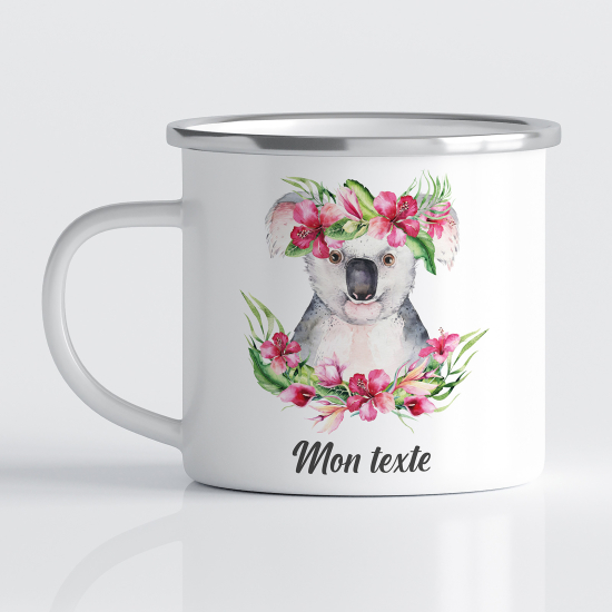Taza esmaltada personalizada para niños - Infantil - Koala Flores