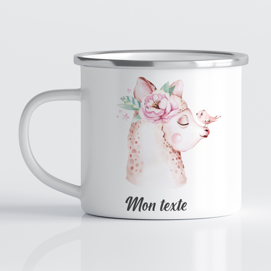 Taza esmaltada personalizada para niños - Infantil - Lama Pájaro