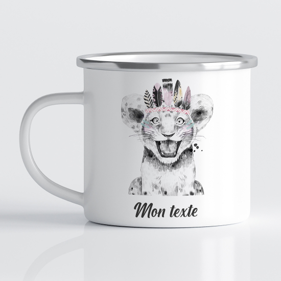 Taza esmaltada personalizada para niños - Infantil - León Indio