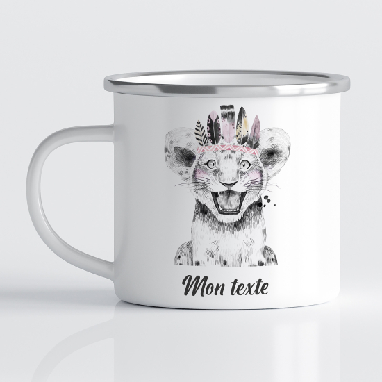 Taza esmaltada personalizada para niños - Infantil - León Indio