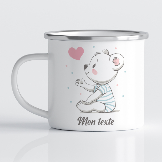 Taza esmaltada personalizada para niños - Infantil - Osito Corazón