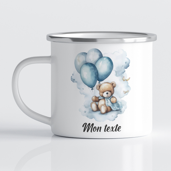 Taza esmaltada personalizada para niños - Infantil - Osito Globos