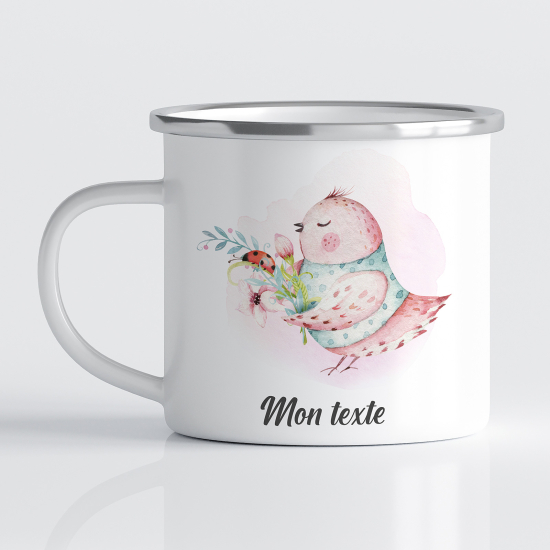 Taza esmaltada personalizada para niños - Infantil - Pajarito