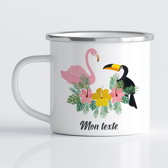 Taza esmaltada personalizada para niños - Infantil - Pájaros Flores