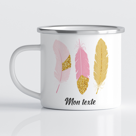 Taza esmaltada personalizada para niños - Infantil - Plumas