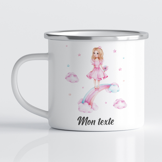 Taza esmaltada personalizada para niños - Infantil - Princesa