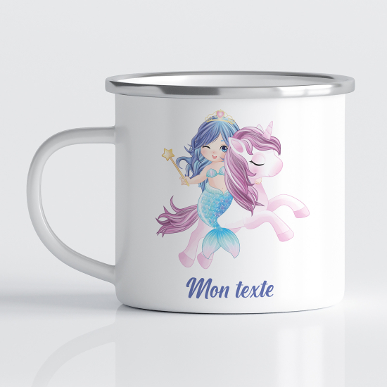 Taza esmaltada personalizada para niños - Infantil - Sirena Unicornio