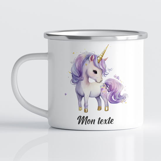 Taza esmaltada personalizada para niños - Infantil - Unicornio