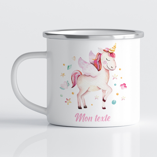 Taza esmaltada personalizada para niños - Infantil - Unicornio