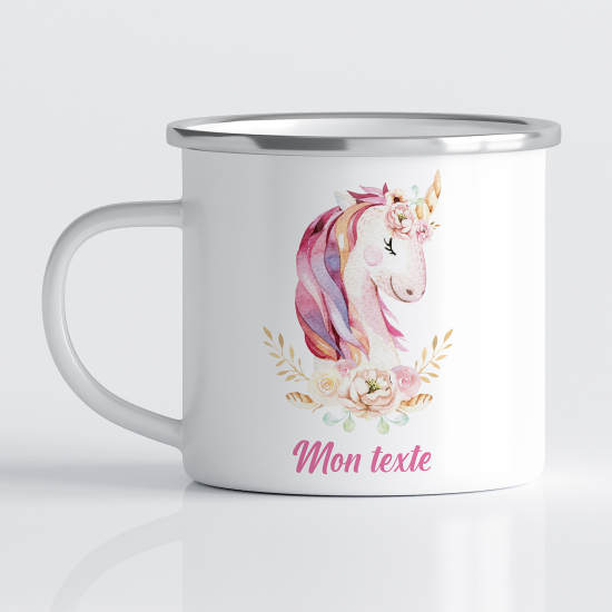 Taza esmaltada personalizada para niños - Infantil - Unicornio