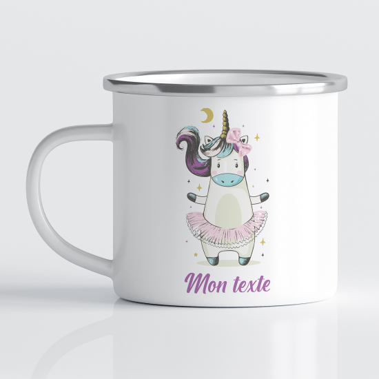 Taza esmaltada personalizada para niños - Infantil - Unicornio Bailarina