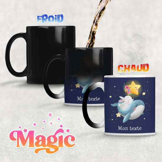 Taza mágica personalizada - Ballena Conejo