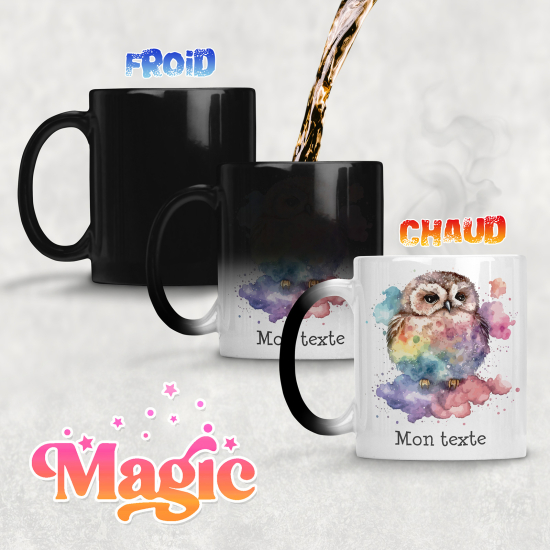 Taza mágica personalizada - Búho acuarela