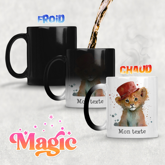Taza mágica personalizada - Cachorro de león con sombrero
