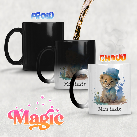 Taza mágica personalizada - Cachorro de león con sombrero