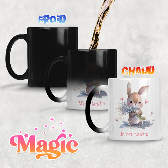 Taza mágica personalizada - Conejo Flores