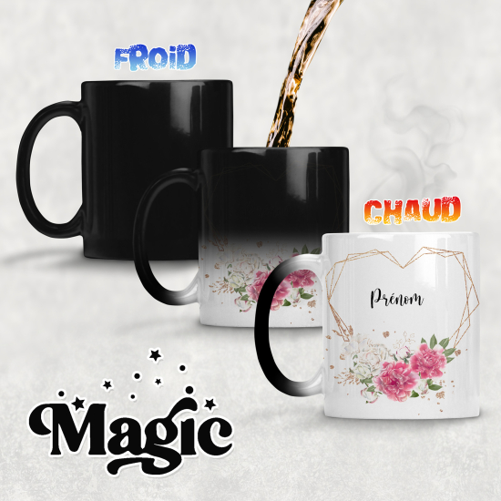 Taza mágica personalizada - Corazón de flores