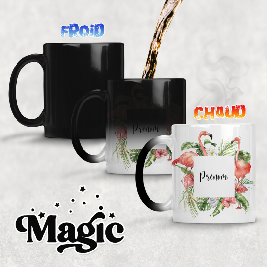 Taza mágica personalizada - Flamencos Rosados