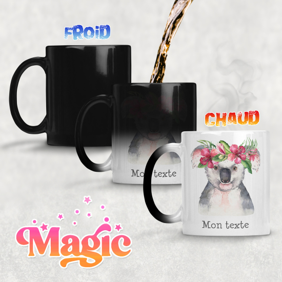 Taza mágica personalizada - Koala flores