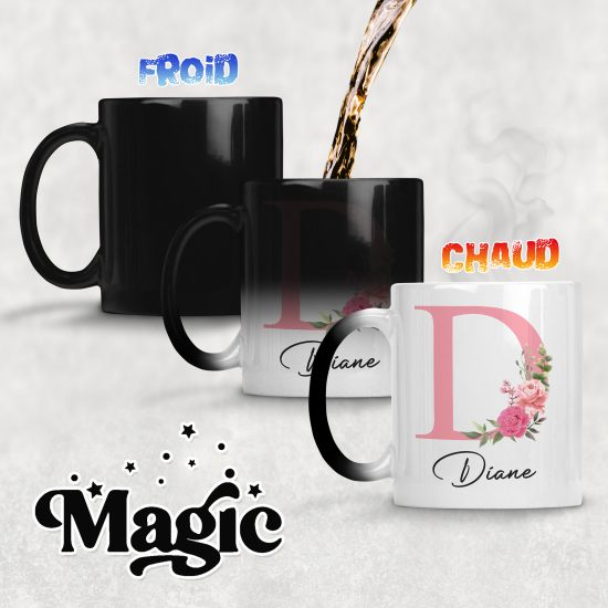 Taza mágica personalizada - Letra D