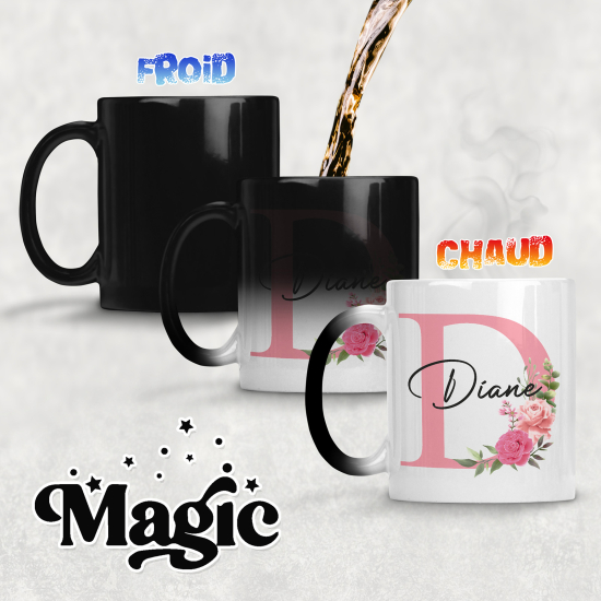 Taza mágica personalizada - Letra D