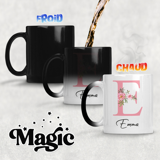 Taza mágica personalizada - Letra E