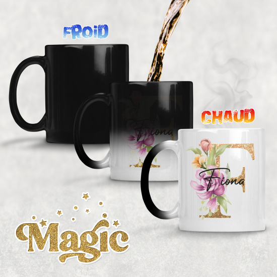Taza mágica personalizada - Letra F