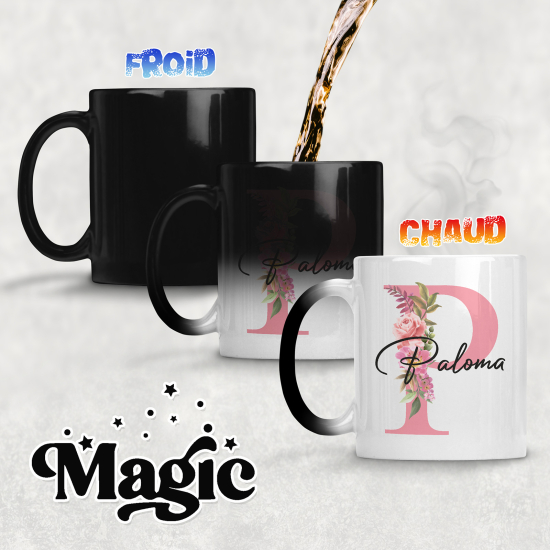 Taza mágica personalizada - Letra P