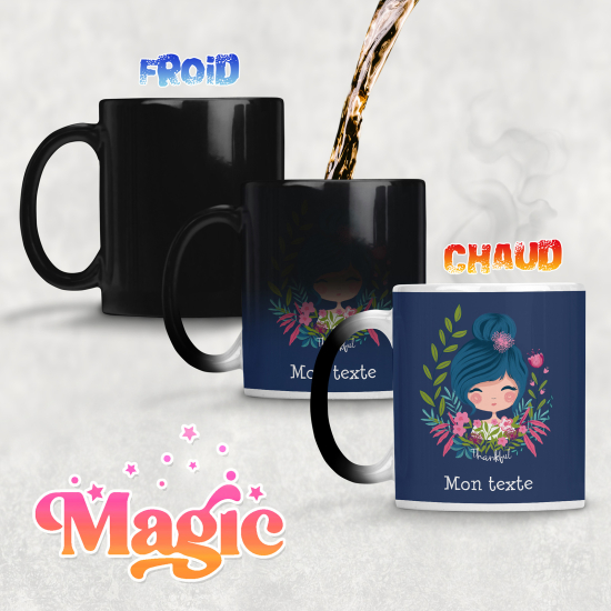 Taza mágica personalizada - Niña Pequeña Flores
