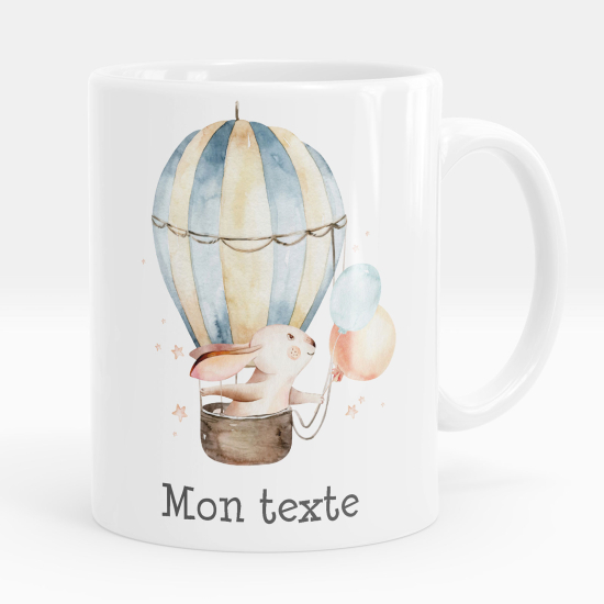 Taza personalizada - Conejo en globo aerostático