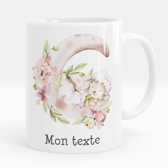 Taza personalizada - Conejo flores