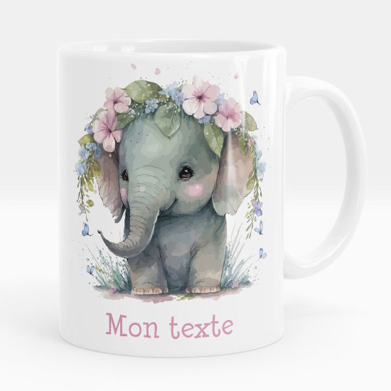 Taza personalizada - Elefante flores