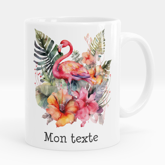 Taza personalizada - Flamenco rosa flores
