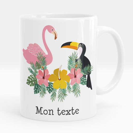 Taza personalizada - Flamenco rosa y tucán