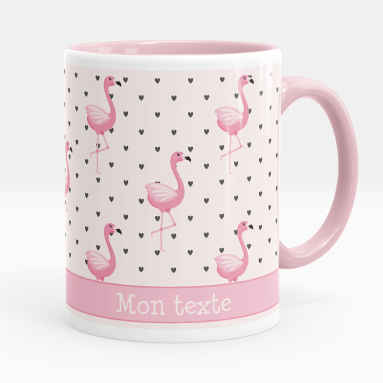 Taza personalizada - Flamencos rosas corazones