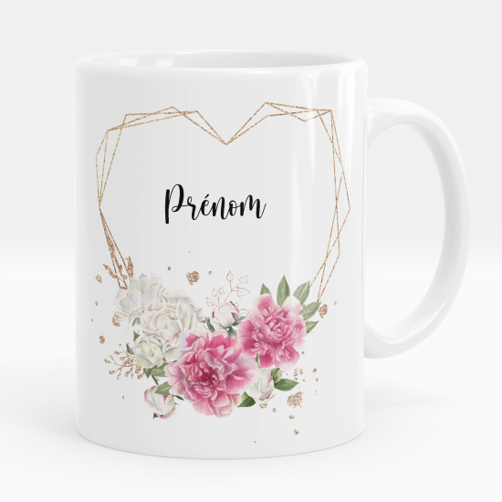 Taza personalizada - Flores corazones